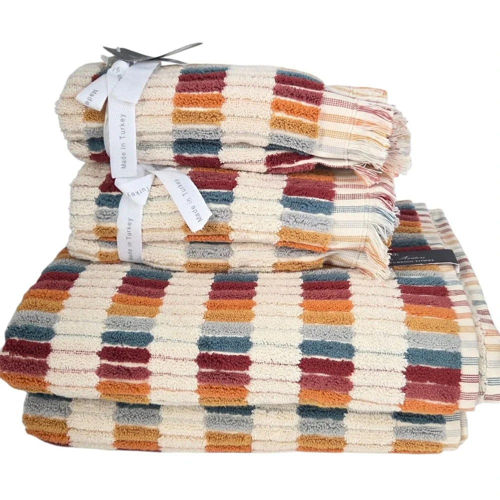 Brooks Brothers 6pc‎ Premium Turkish Cotton Towel Set Multi 2 Bath 2 Hand 2 Tip